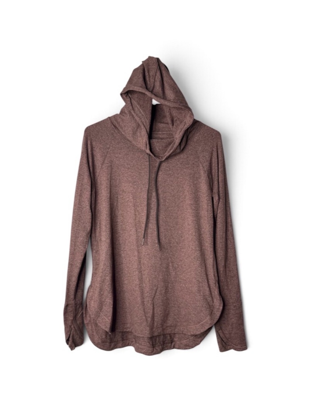 Athleta Uptempo Hoodie Sweatshirt Womens Small Heather Maroon Brown Cowl Neck